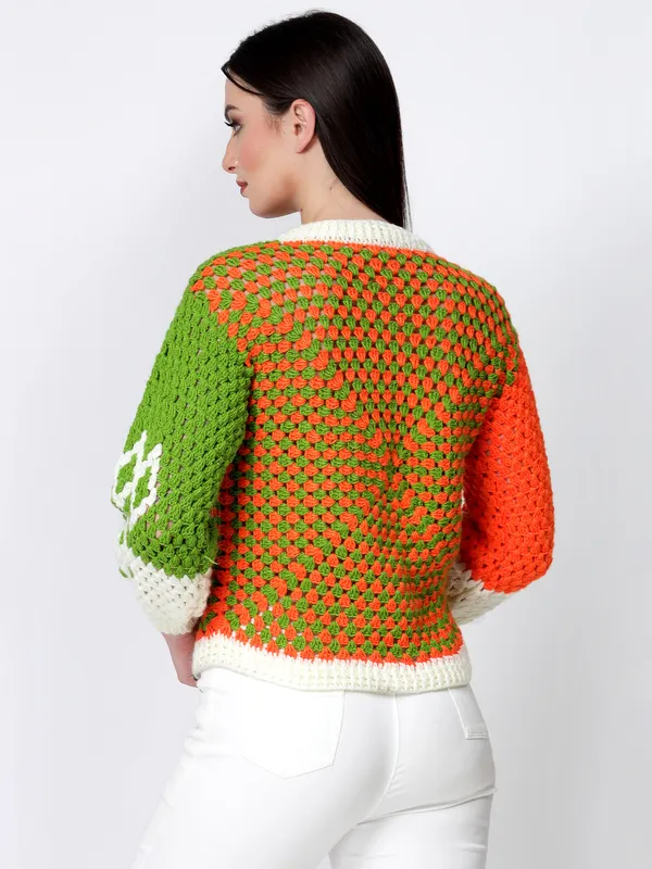 Multicolor_Self_Design_Round_Neck_Long_Sleeves_Ribbed_Hem_Pullover_For_Women