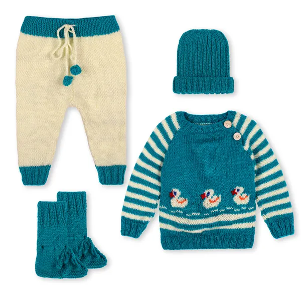Multicolor_Unisex_Full_Sleeves_Sweater_With_Pajama_Set_Cap_And_Booties_Knitted_For_Kids