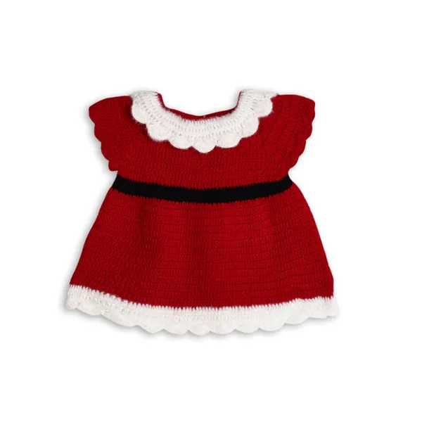 Red_Sleeveless_Christmas_Santa_Dress_With_Bag_And_Cap_Crochet_For_Girls