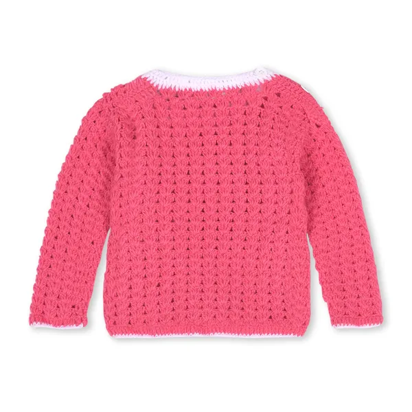 Pink_Unisex_Full_Sleeves_Pullover_Sweater_Crochet__For_Kids