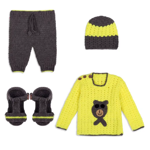 Multicolor_Unisex_Full_Sleeves_Sweater_With_Pajama_Set_Cap_And_Booties_Crochet_For_Kids