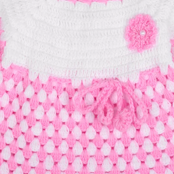 Pink_Full_Sleeves_Frock_Sweater_With_Cap_Crochet_For_Girls