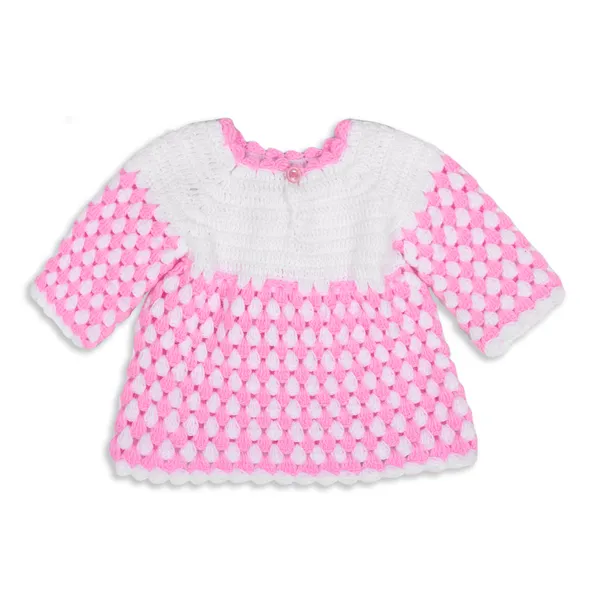 Pink_Full_Sleeves_Frock_Sweater_With_Cap_Crochet_For_Girls