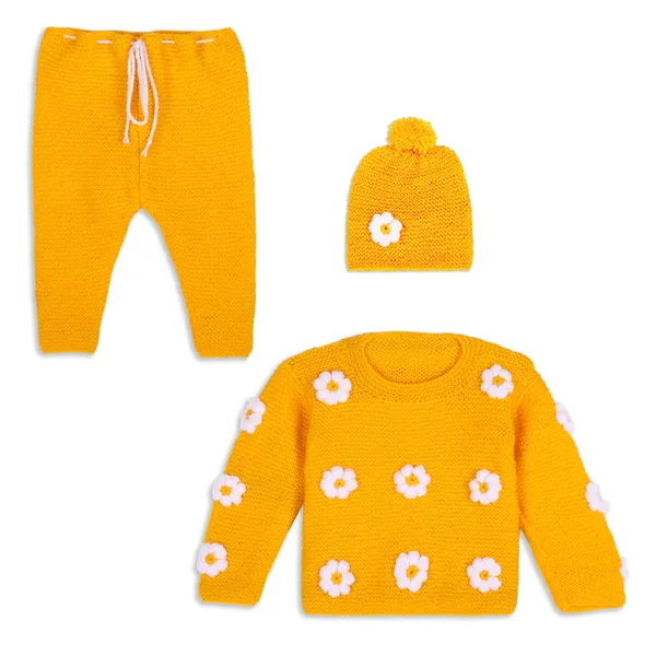 Yellow_Unisex_Full_Sleeves_Knitted_Sweater_With_Pajama_Set_And_Cap_For_Kids