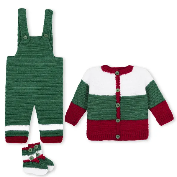 Multicolor_Sweater_For_Kids_|_Unisex_|_Full_Sleeves_With_Dungaree_Set_And_Booties_Crochet