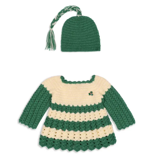 Green_Sleeveless_Frock_Sweater_With_Cap_Crochet_For_Girls