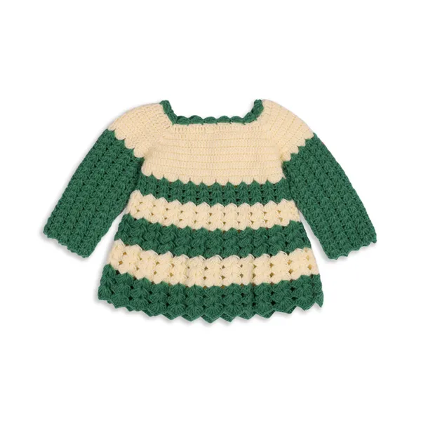 Green_Sleeveless_Frock_Sweater_With_Cap_Crochet_For_Girls