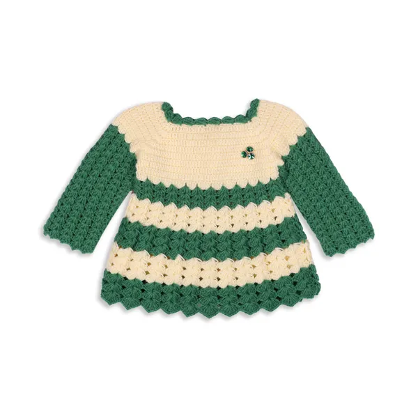 Green_Sleeveless_Frock_Sweater_With_Cap_Crochet_For_Girls