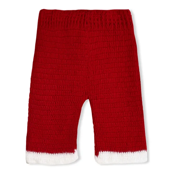Red_Unisex_Full_Sleeves_Christmas_Santa_Sweater_With_Pajama_Dress_Bag_And_Cap_Crochet_For_Kids