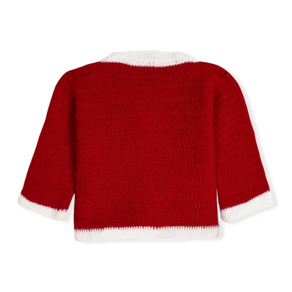 Red_Unisex_Full_Sleeves_Christmas_Santa_Sweater_With_Pajama_Dress_Bag_And_Cap_Crochet_For_Kids