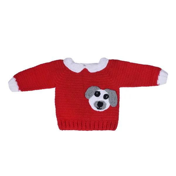 Red_Unisex_Full_Sleeves_Sweater_With_Pajama_Set_Cap_And_Booties_Crochet_For_Kids