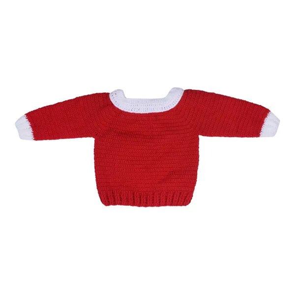 Red_Unisex_Full_Sleeves_Sweater_With_Pajama_Set_Cap_And_Booties_Crochet_For_Kids