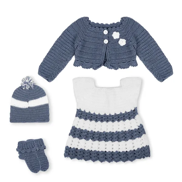 Grey_Full_Sleeves_Frock_Sweater_Set_With_Shrug_Cap_And_Booties_Crochet_For_Girls