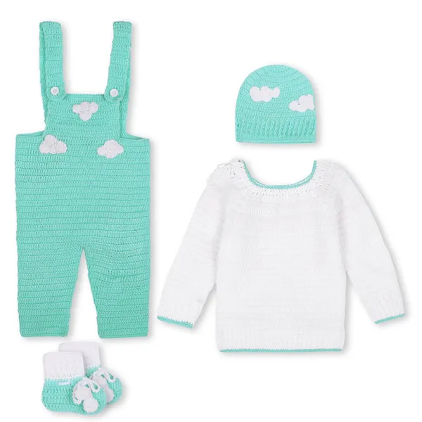 Multicolor_Sweater_For_Kids_|_Unisex_|_Full_Sleeves_With_Dungaree_Set_Cap_And_Booties_Crochet