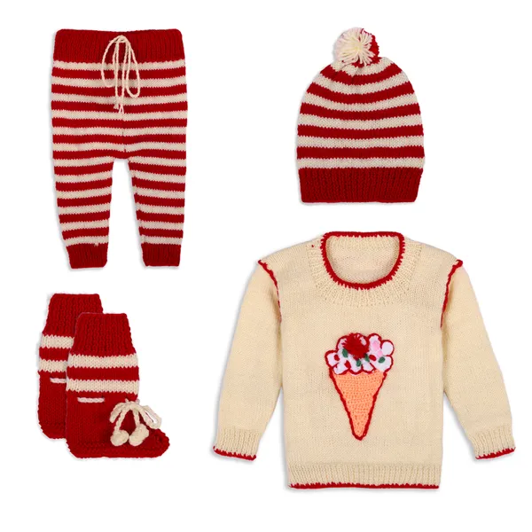 Multicolor_Unisex_Full_Sleeves_Sweater_With_Pajama_Set_Cap_&_Booties_Crochet__For_Kids