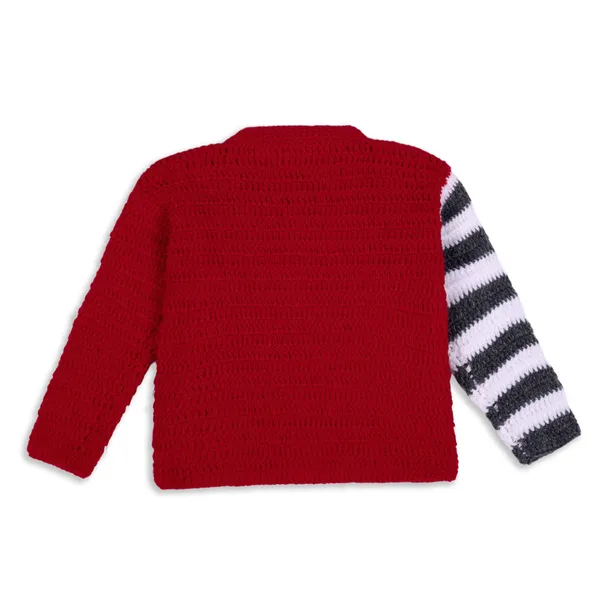 Red_Sweater_For_Kids_|_Unisex_|_Full_Sleeves_With_Pajama_Set_Cap_And_Booties_Crochet