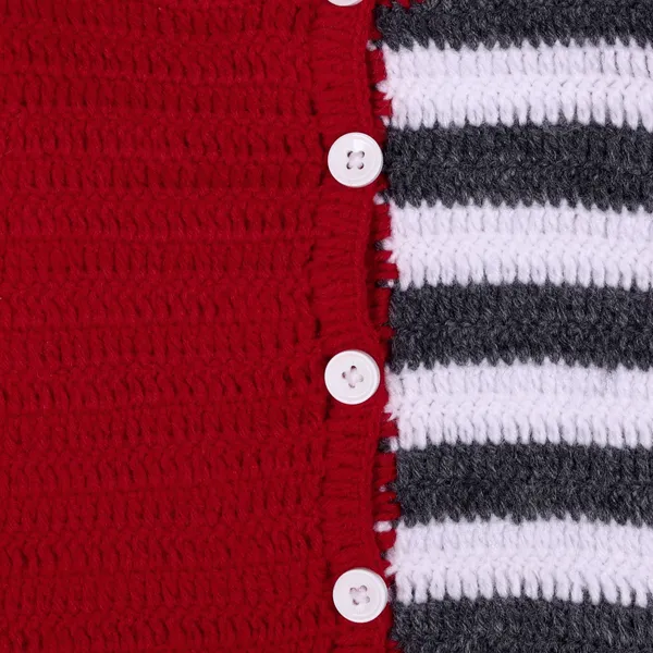 Red_Sweater_For_Kids_|_Unisex_|_Full_Sleeves_With_Pajama_Set_Cap_And_Booties_Crochet