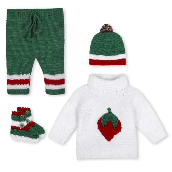 Multicolor_Unisex_Full_Sleeves_Sweater_With_Pajama_Set_Cap_And_Booties_Crochet_For_Kids