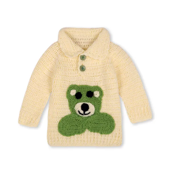 Beige_Unisex_Full_Sleeves_Sweater_With_Pajama_Set_Cap_And_Booties_Crochet_For_Kids
