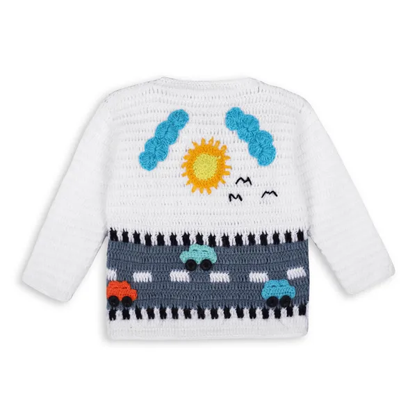 White_Unisex_Full_Sleeves_Sweater_With_Pajama_Set_Crochet_For_Kids
