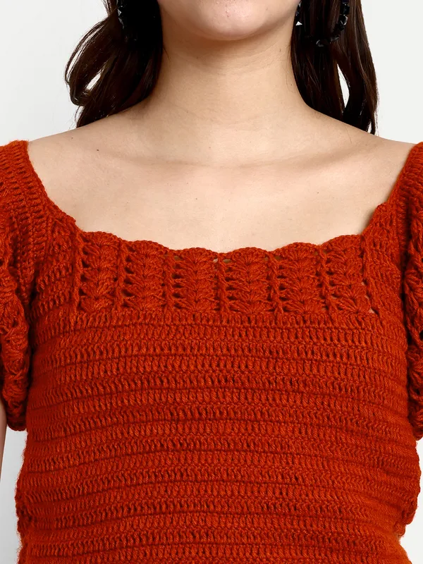 Rust_Crop_Top_For_Women_|_Self_Design_Round_Neck_Long_Sleeves_Ribbed_Hem
