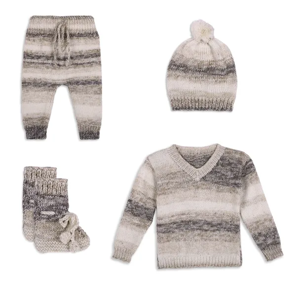 Multicolor_Unisex_Full_Sleeves_Knitted_Sweater_With_Pajama_Set_Cap_And_Booties_For_Kids