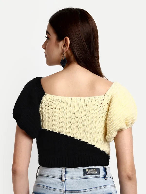 Beige_Pullover_For_Women_|_Self_Design_Cowl_Neck_Short_Sleeves_Ribbed_Hem