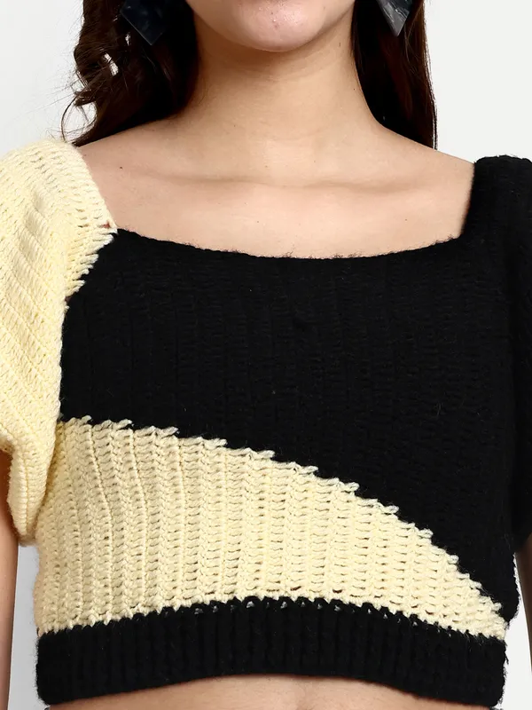 Beige_Pullover_For_Women_|_Self_Design_Cowl_Neck_Short_Sleeves_Ribbed_Hem