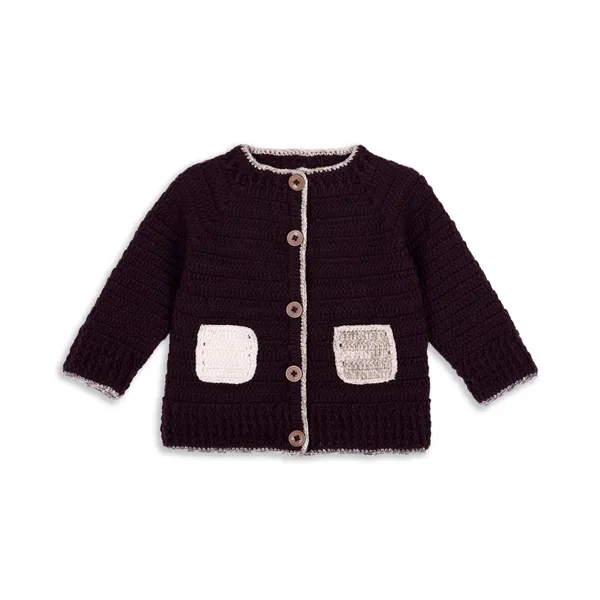 Brown_Sweater_For_Kids_|_Unisex_|_Full_Sleeves_With_Pajama_Set_Cap_&_Booties_Crochet