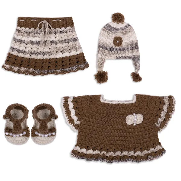 Brown_Sleeveless_Top_With_Skirt_Cap_And_Booties_Crochet_For_Girls