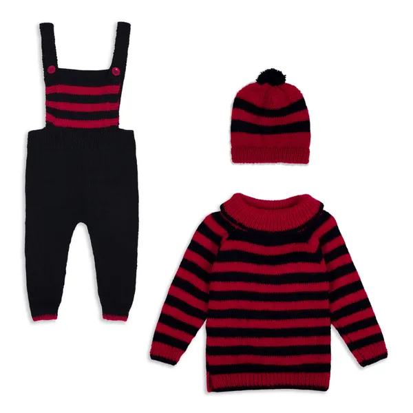 Multicolor_Sweater_For_Kids_|_Unisex_|_Full_Sleeves_With_Dungaree_Set_And_Booties_Crochet