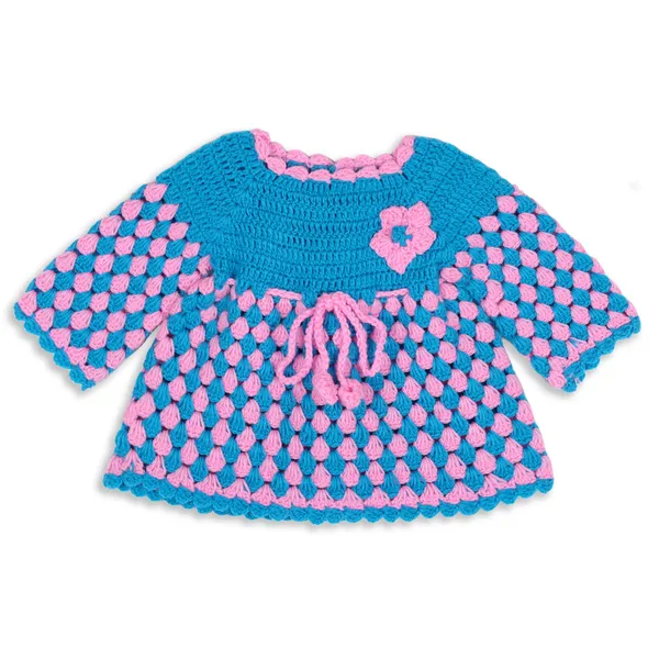 Blue_Full_Sleeves_Frock_Sweater_With_Cap_Crochet_For_Girls