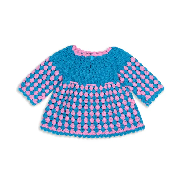 Blue_Full_Sleeves_Frock_Sweater_With_Cap_Crochet_For_Girls