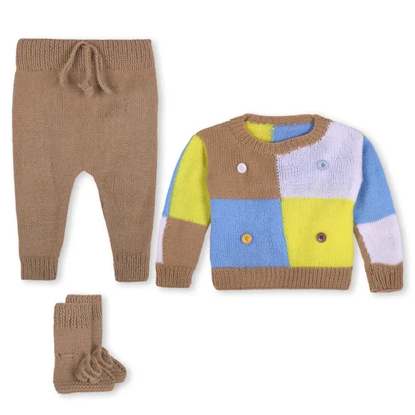 Multicolor_Unisex_Full_Sleeves_Sweater_With_Pajama_Set_And_Booties_Knitted_For_Kids