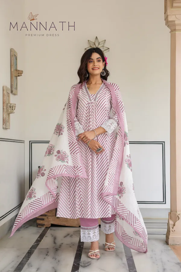 Pink_3_Piece_Cotton_Airline_Salwar_suit_&_Duppatta_Set