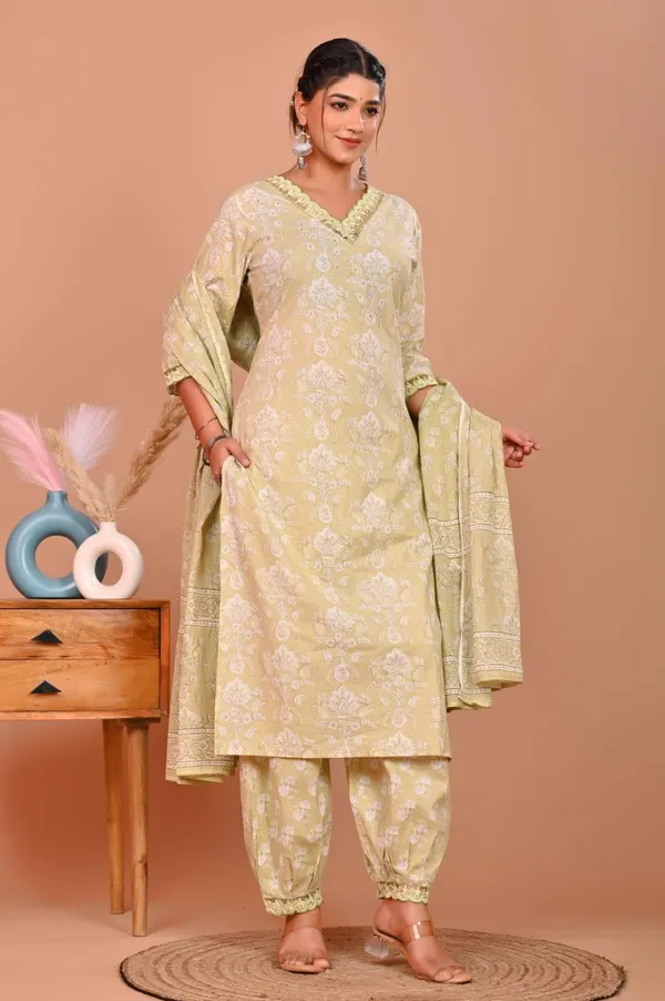Pastel_Green_3_Piece_Cotton__Salwar_suit_&_Duppatta_Set