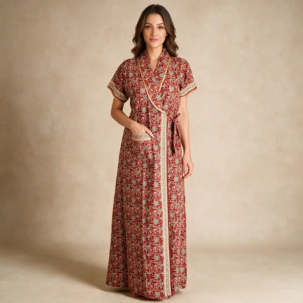 Women_Nighty_Maroon_100%_Cotton_Comfortable_Nighty
