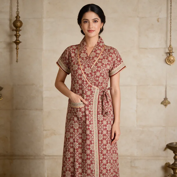 Women_Nighty_Maroon_100%_Cotton_Comfortable_Nighty