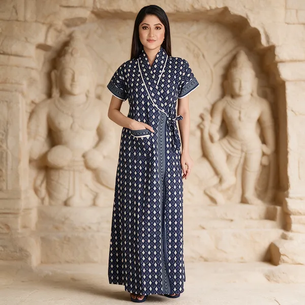 Women_Nighty_Blue_100%_Cotton_Comfortable_Nighty