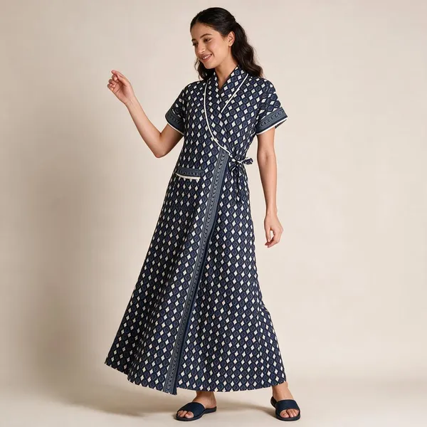 Women_Nighty_Blue_100%_Cotton_Comfortable_Nighty