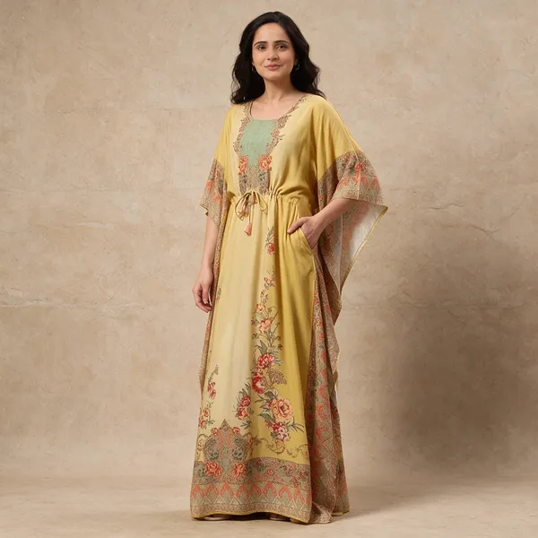 Women_Cotton_Blend_Kaftan_Nightdress_With_Drawstring_Waist