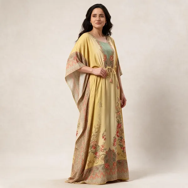 Women_Cotton_Blend_Kaftan_Nightdress_With_Drawstring_Waist