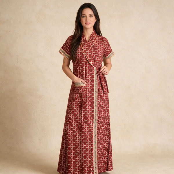 Women_Nighty_Red_100%_Cotton_Comfortable_Nighty