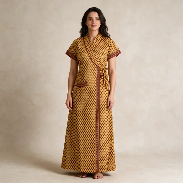 Women_Nighty_Mustard_Yellow_100%_Cotton_Comfortable_Nighty