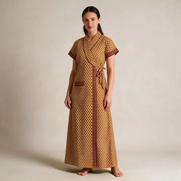 Women_Nighty_Mustard_Yellow_100%_Cotton_Comfortable_Nighty