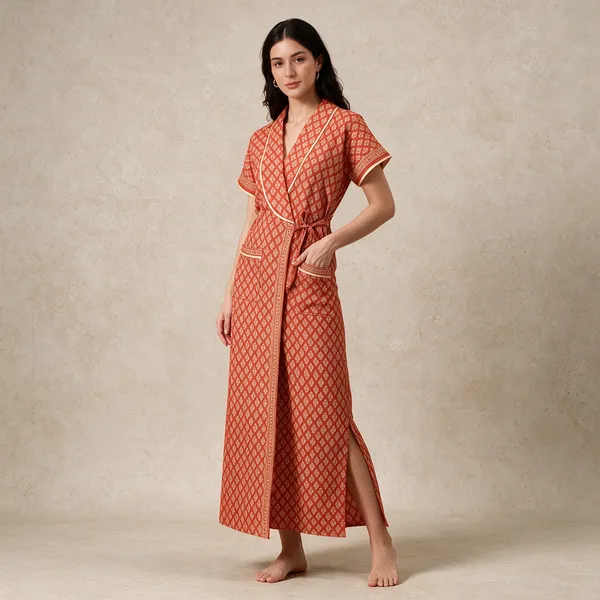 Women_Nighty_Orange_100%_Cotton_Comfortable_Nighty
