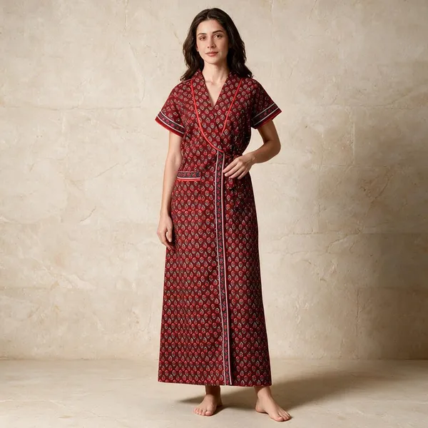 Women_Nighty_Brick_Red_100%_Cotton_Comfortable_Nighty