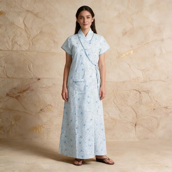 Women_Nighty_Light_Blue_100%_Cotton_Comfortable_Nighty