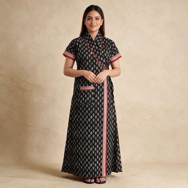 Women_Nighty_Black_100%_Cotton_Comfortable_Nighty