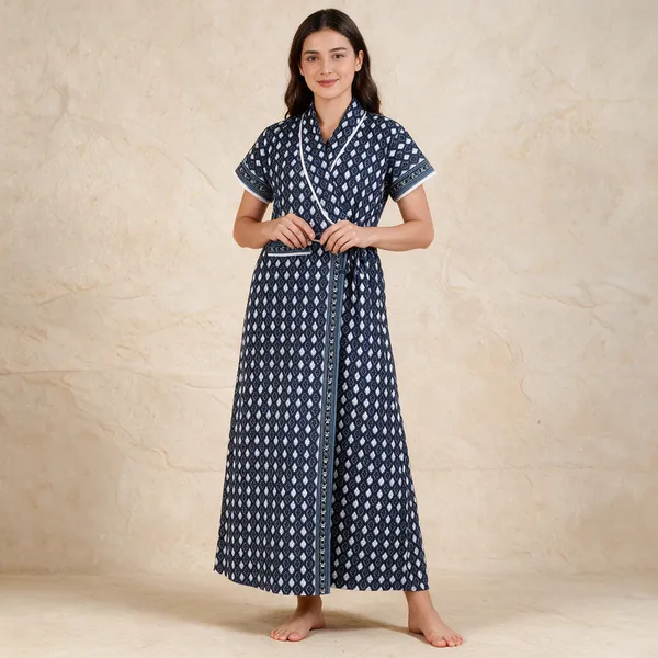 Women_Nighty_Navy_Blue_100%_Cotton_Comfortable_Nighty